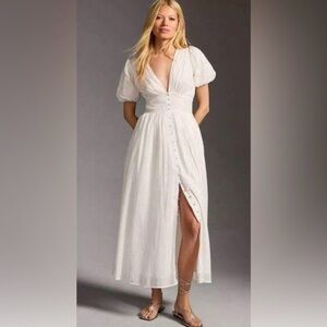 Anthro White Maxi Dress
